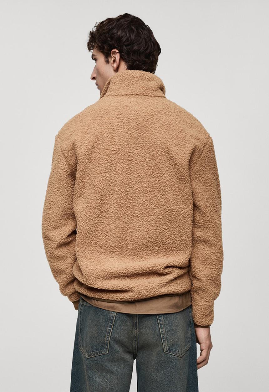 MANGO - NewYork Sherpa Sweatshirt with pocket - medium brown