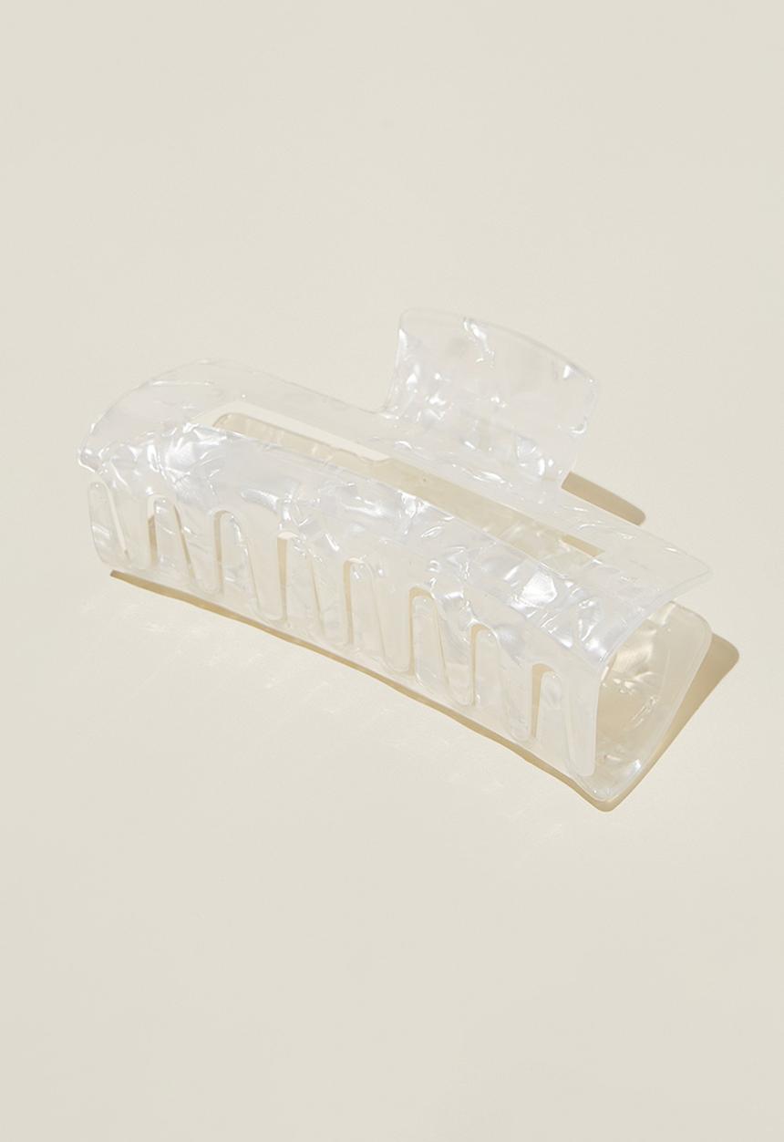 Rubi - Extra large amber hair claw - white