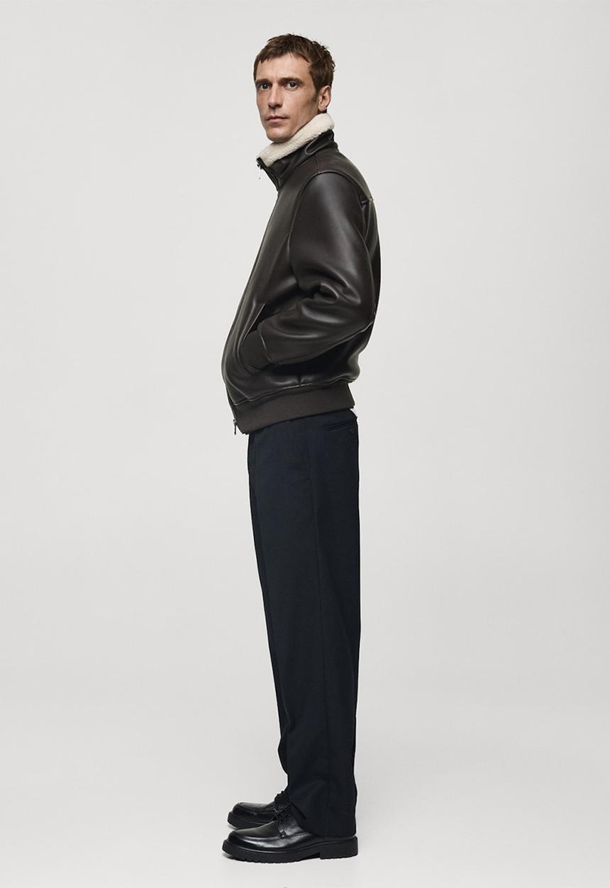 MANGO - Arno Fleece Collar jacket  - dark brown