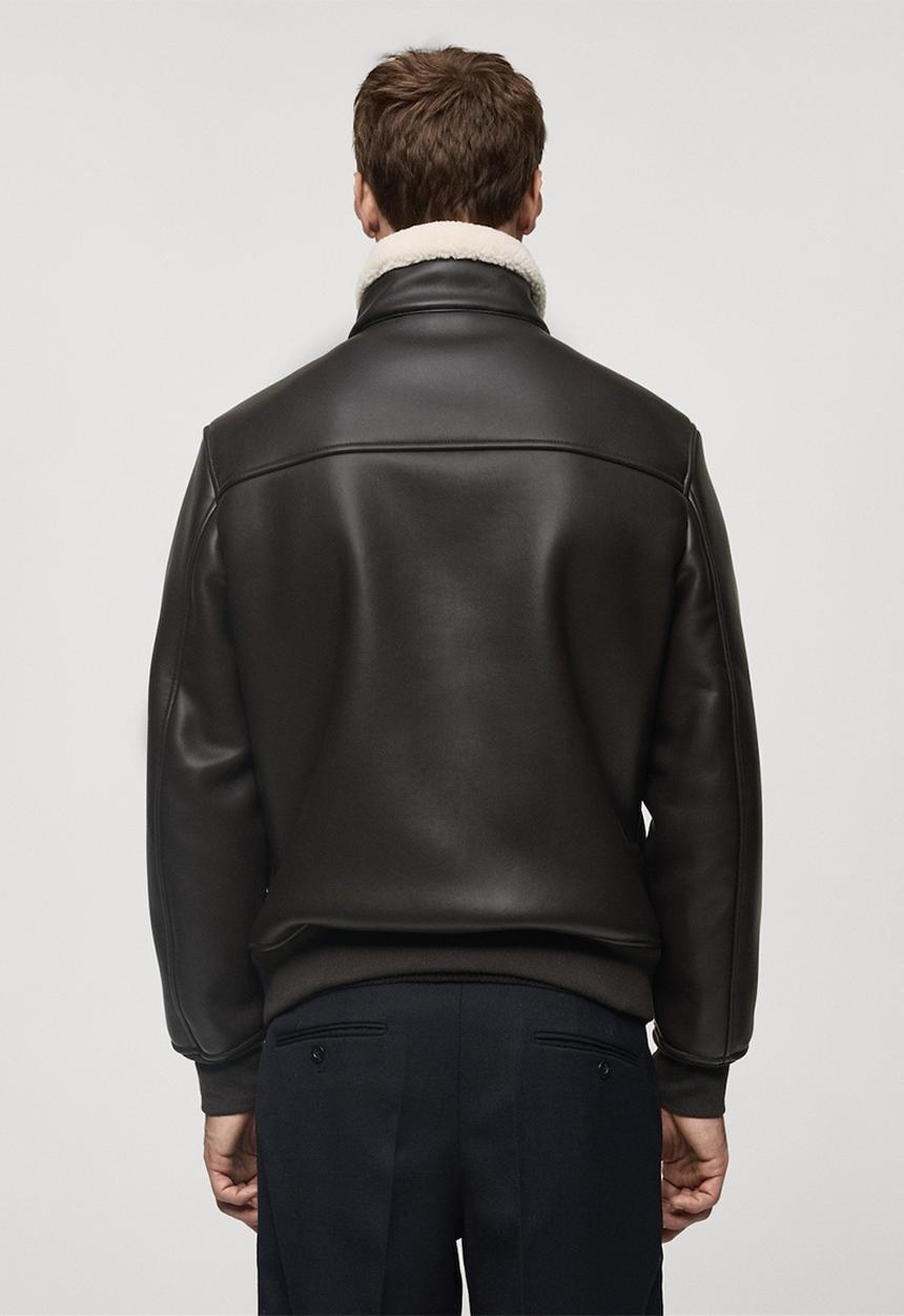 MANGO - Arno Fleece Collar jacket  - dark brown