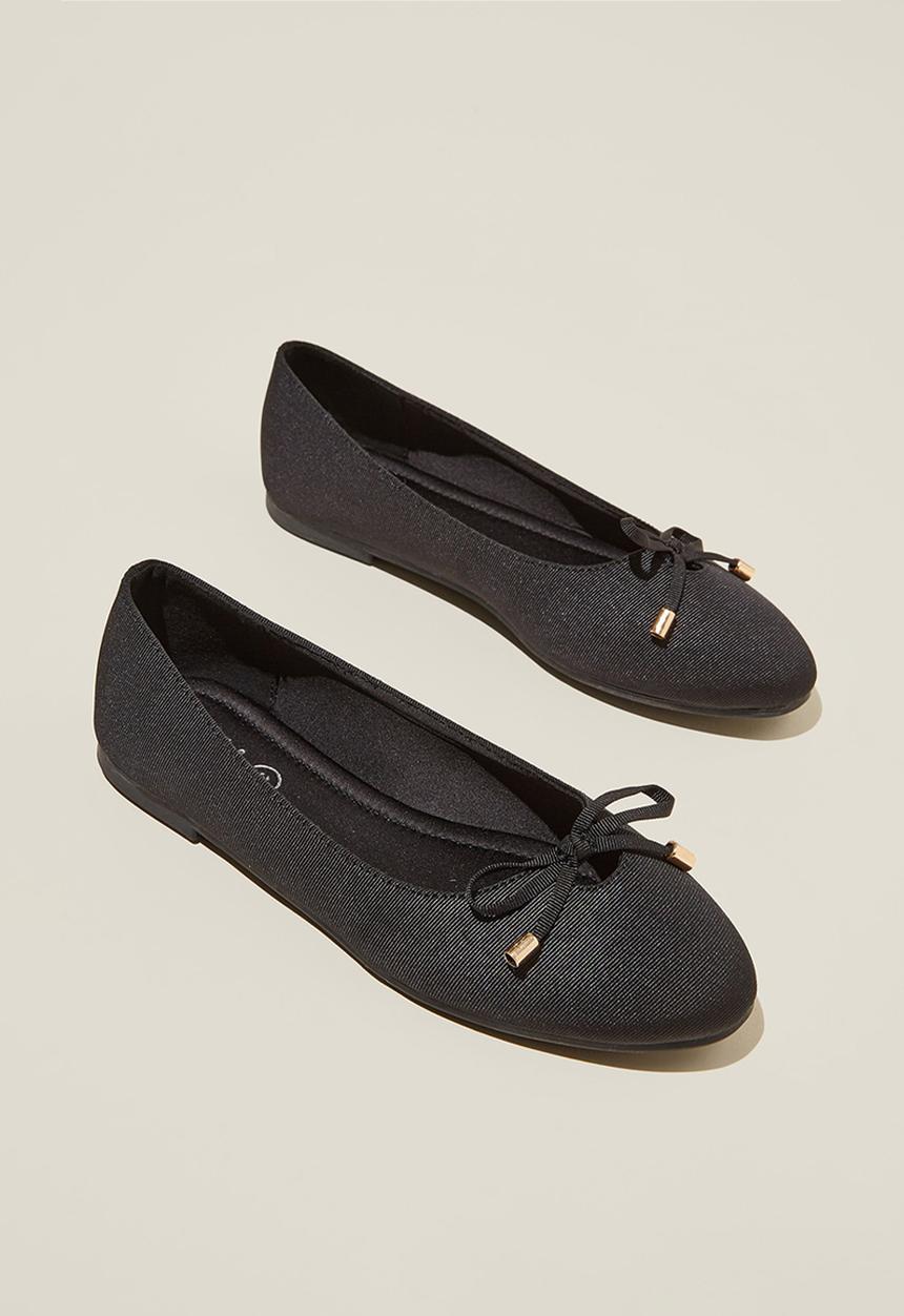Cotton On - Mia bow ballerina - black grosgrain