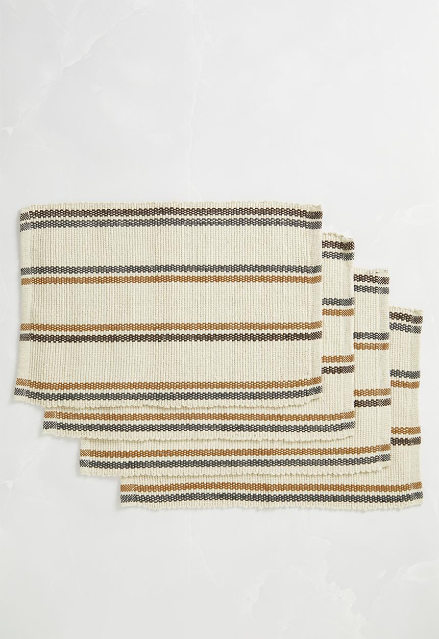 Sixth Floor - Stripe cotton placemats set of 4 - White