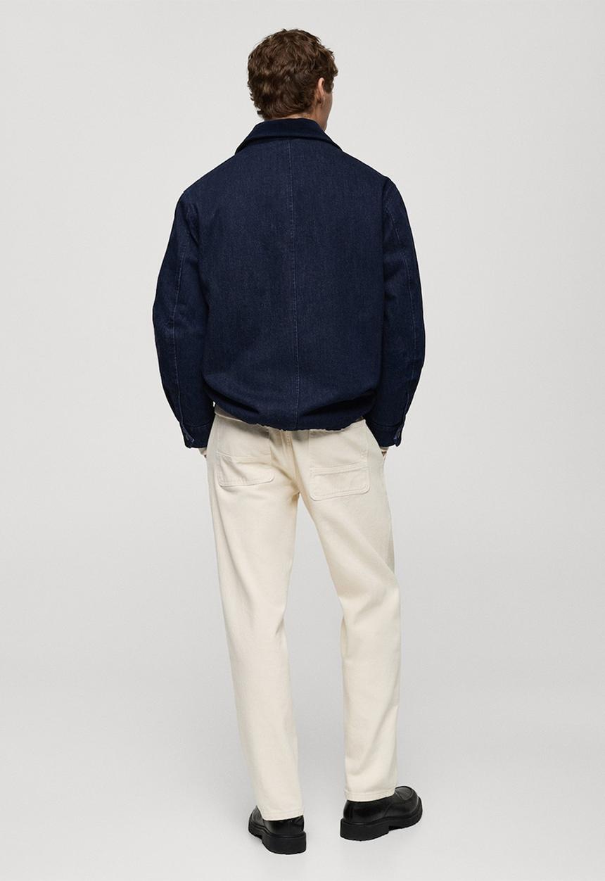 MANGO - Buck Corduroy collar denim jacket - open blue