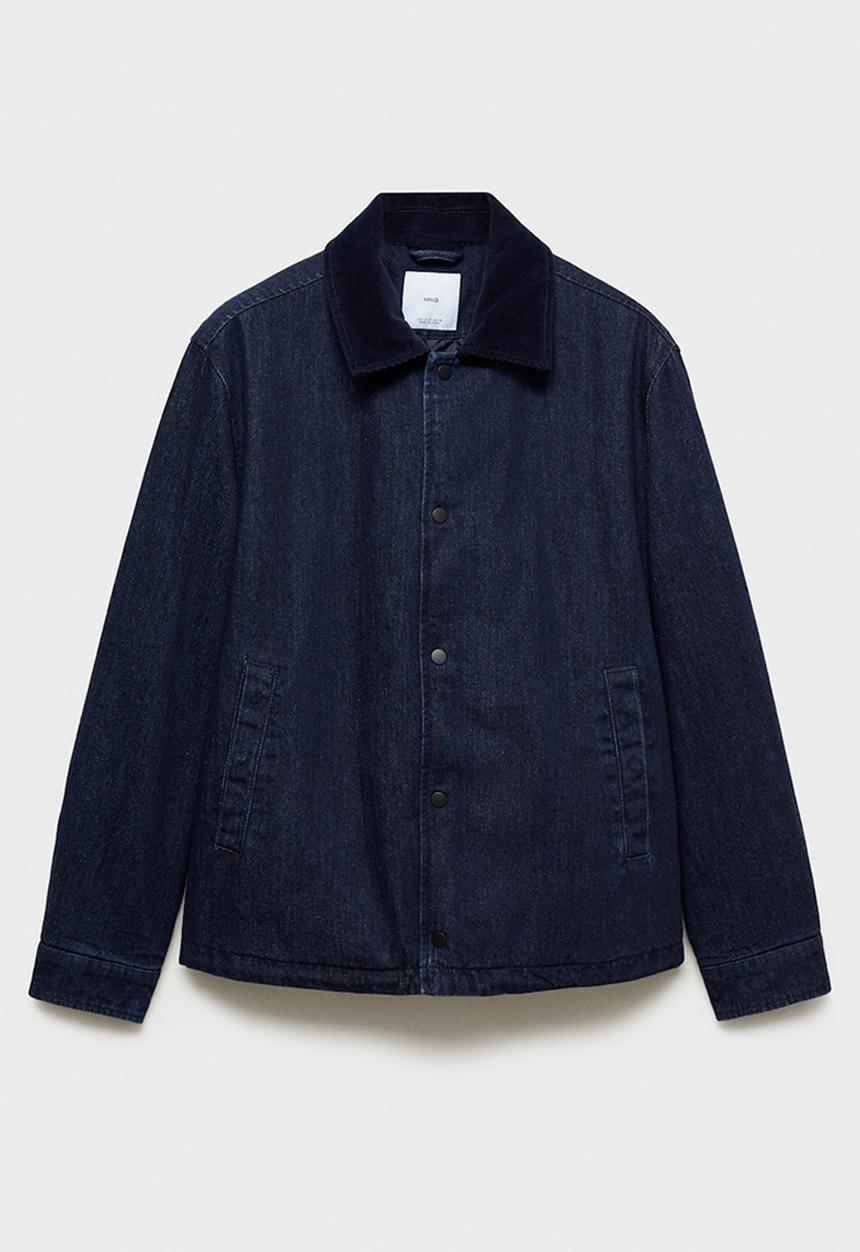 MANGO - Buck Corduroy collar denim jacket - open blue