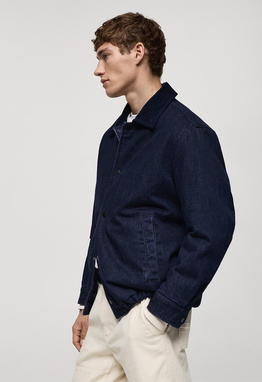 MANGO - Buck Corduroy collar denim jacket - open blue