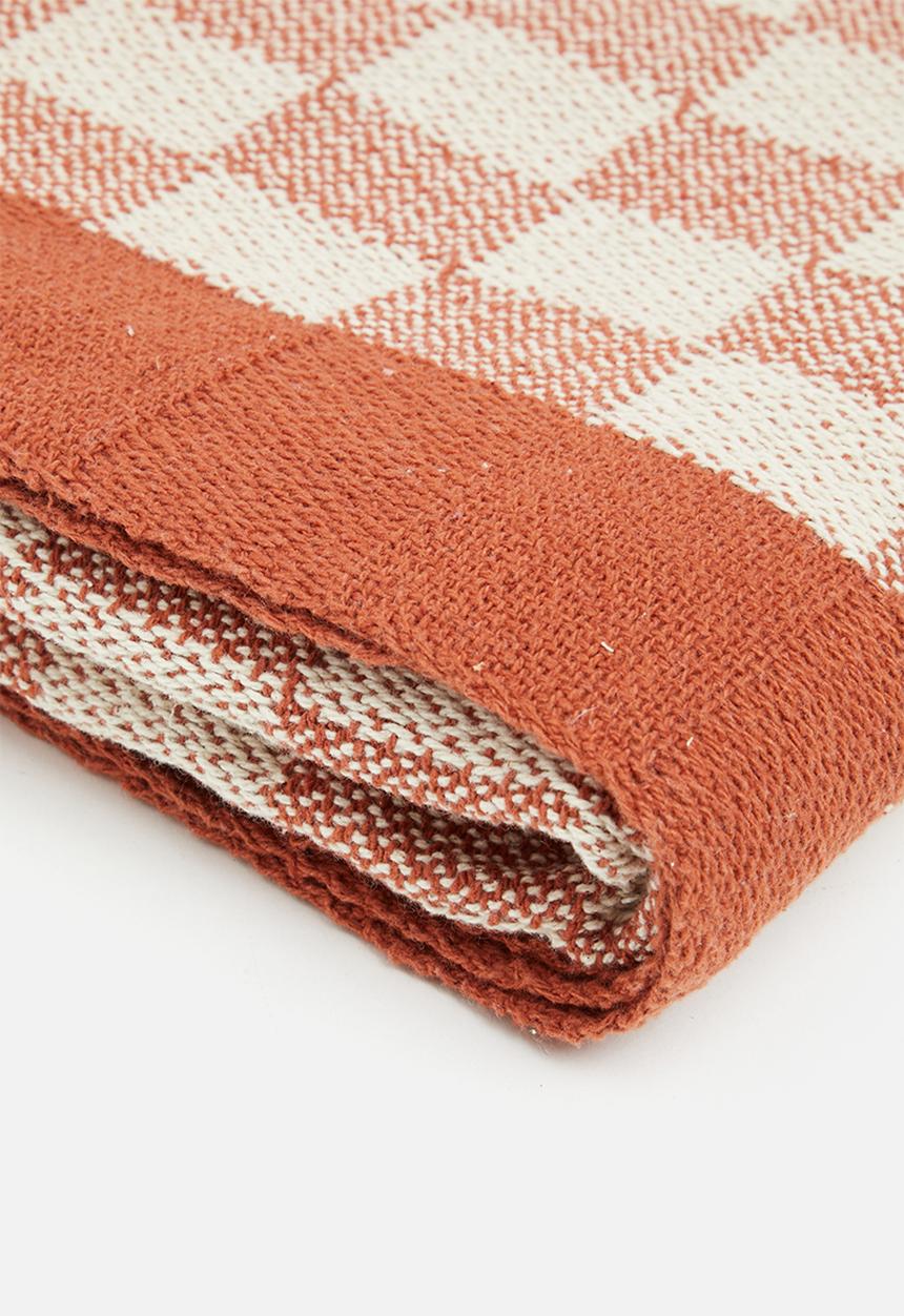Sixth Floor - Cotton Check Throw - Rust