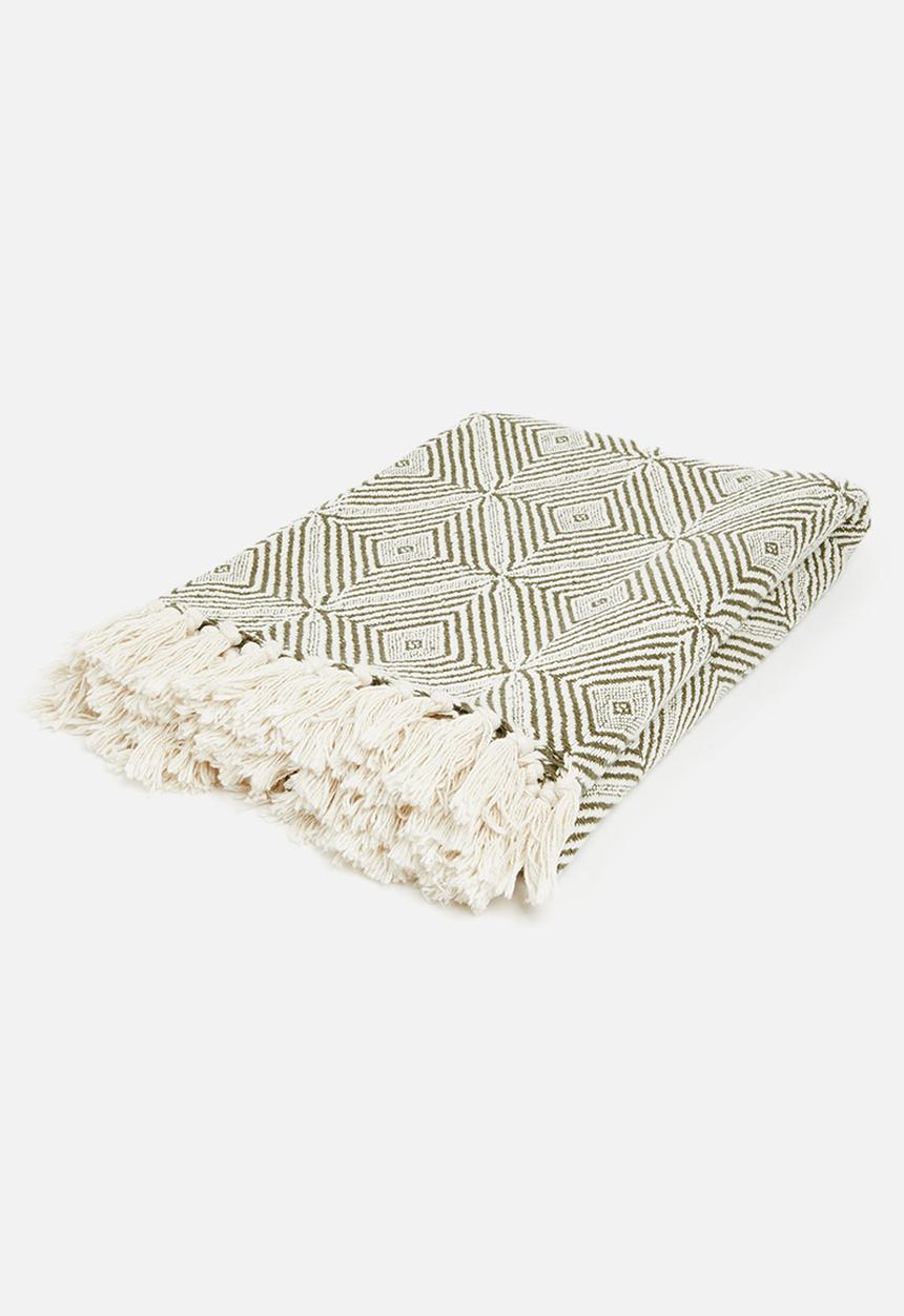 Sixth Floor - Cotton Woven Throw - Khaki