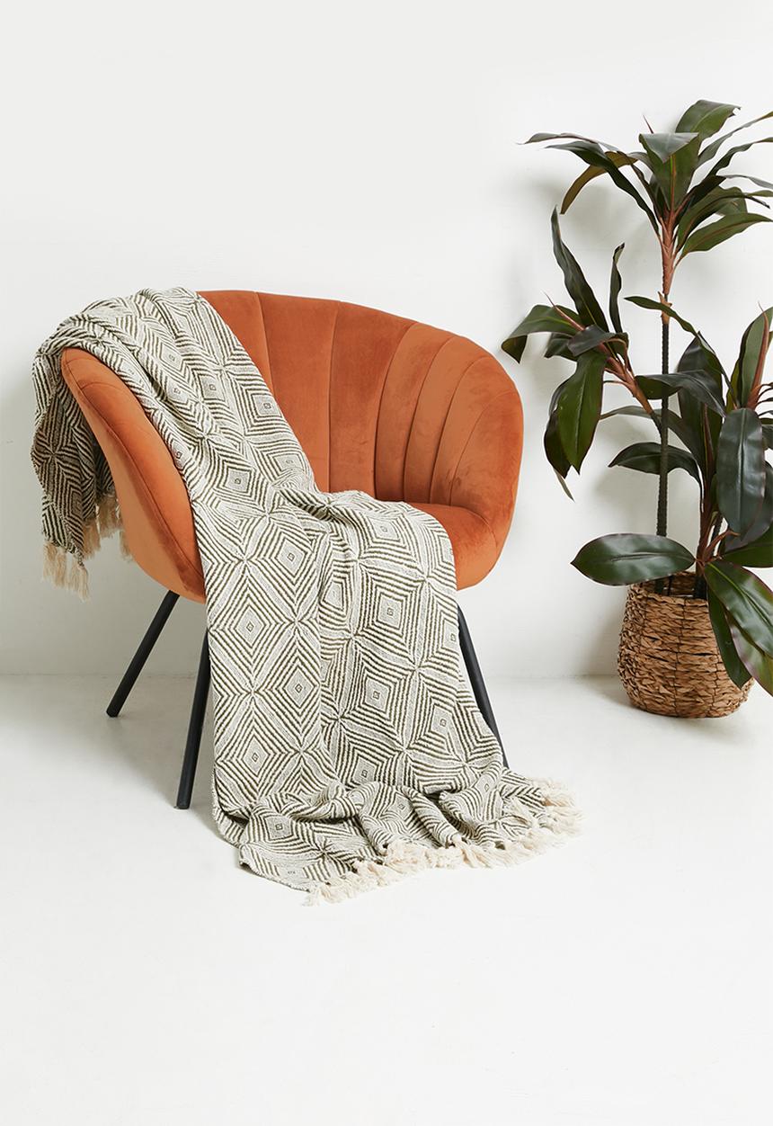 Sixth Floor - Cotton Woven Throw - Khaki