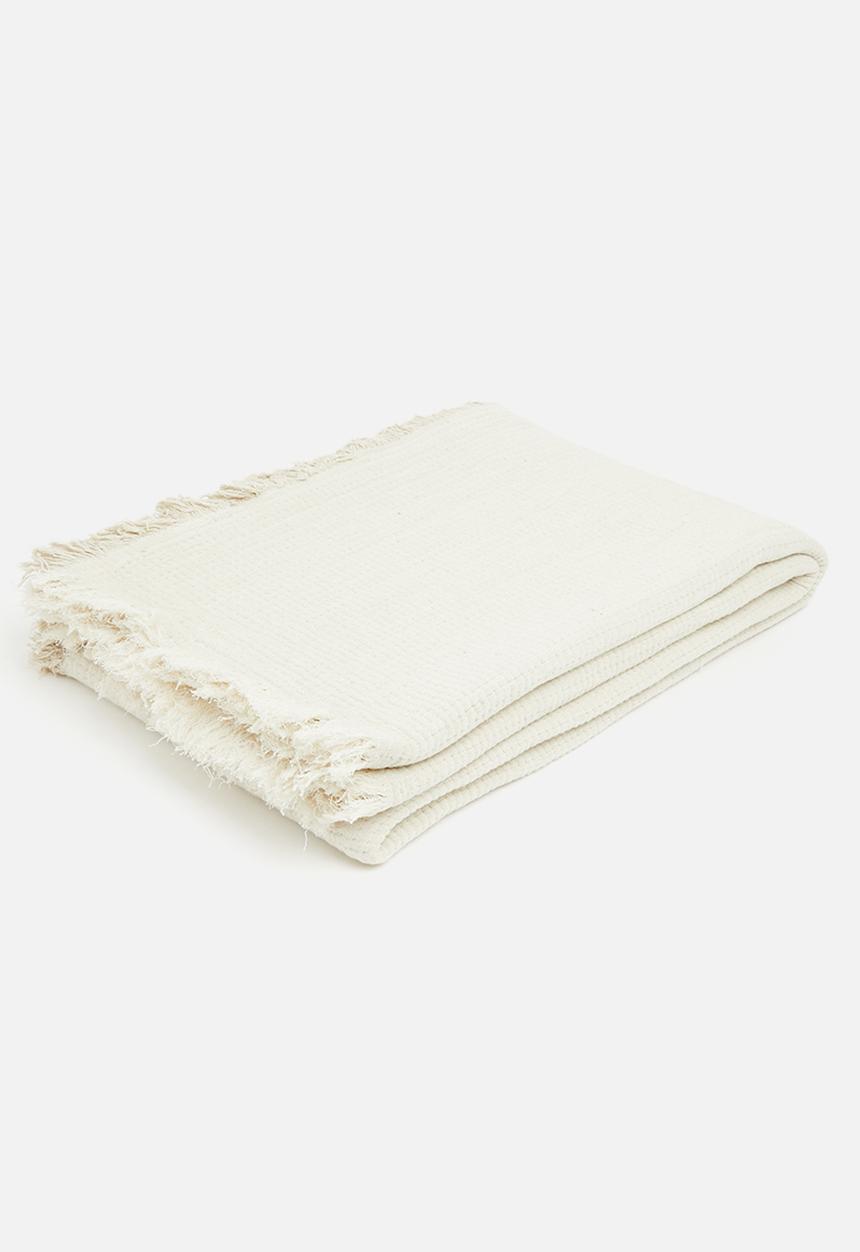Sixth Floor - Matlasse Fringed Throw - Natural