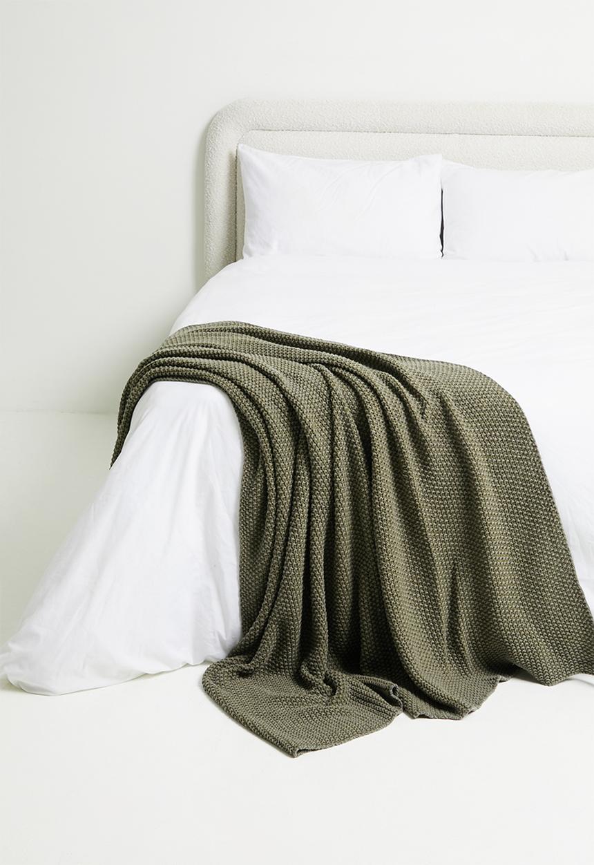 Sixth Floor - Stonewashed Knit Throw - Olive