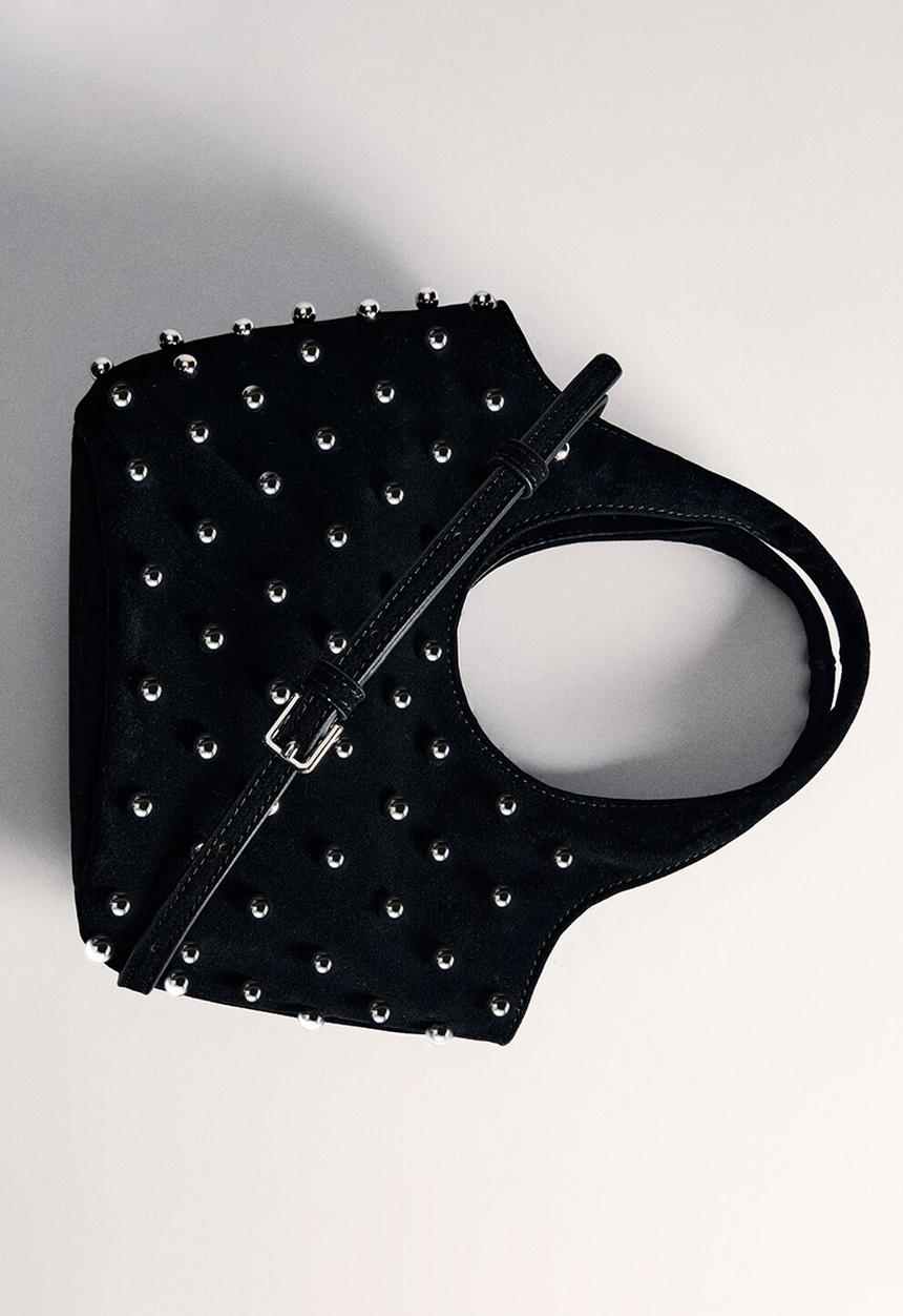 MANGO - Lunares top handle bag-black