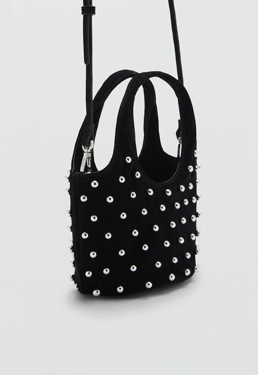 MANGO - Lunares top handle bag-black