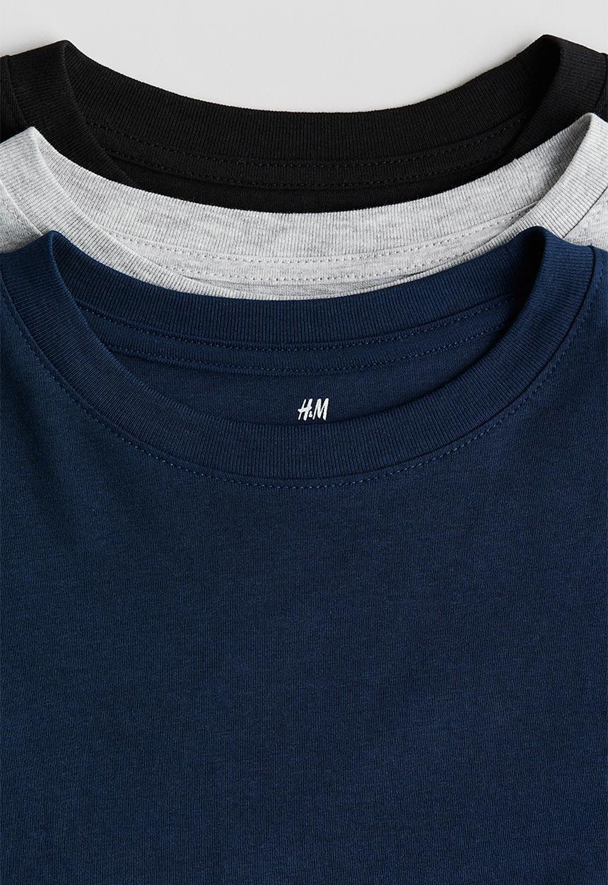 H&M - 3-Pack long-sleeved T-shirts - navy blue/light grey marl