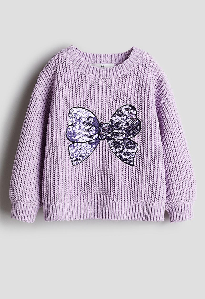 H&M - Knitted chenille jumper - light purple bow