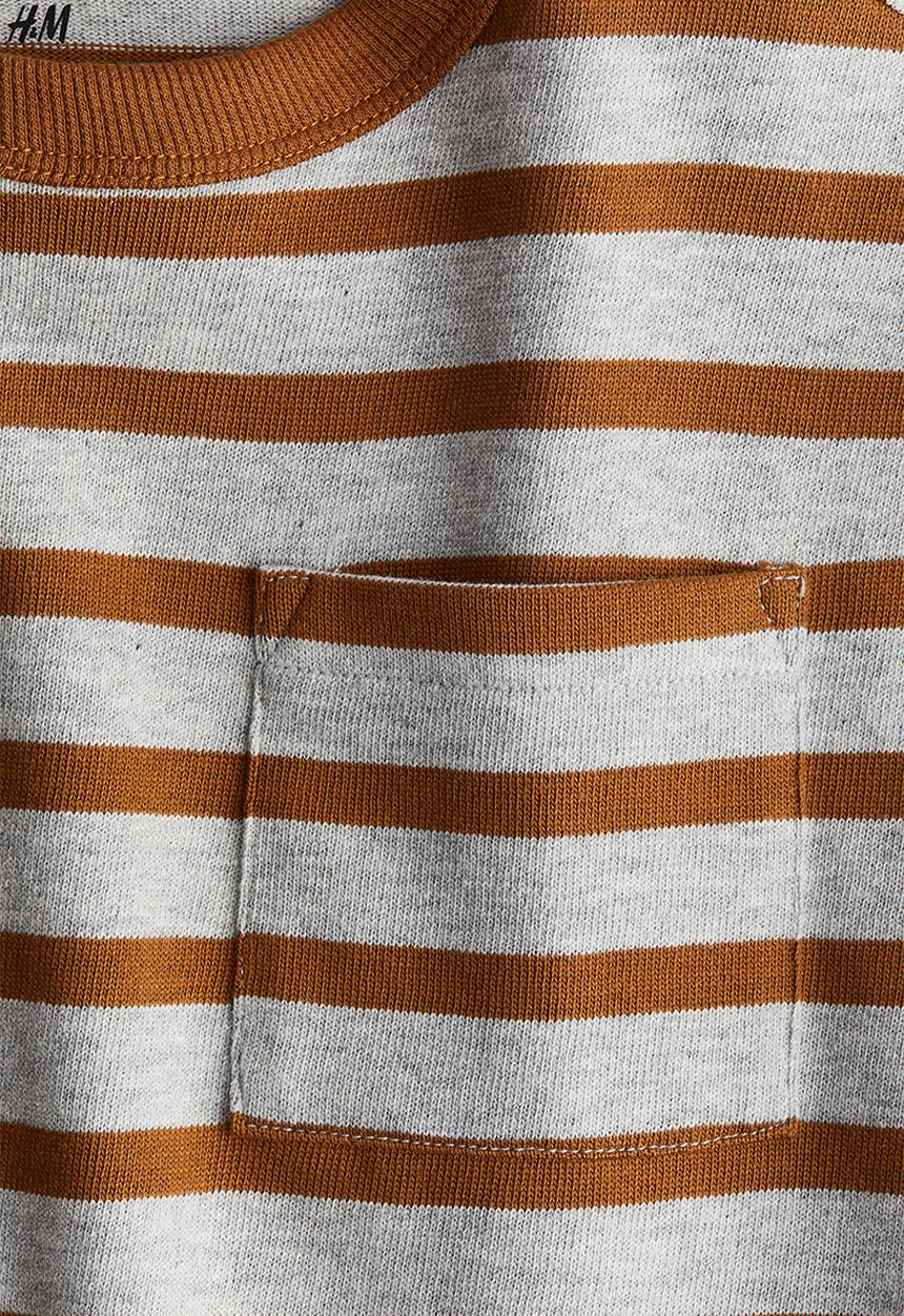 H&M - Long-sleeved T-shirt - light grey/brown striped