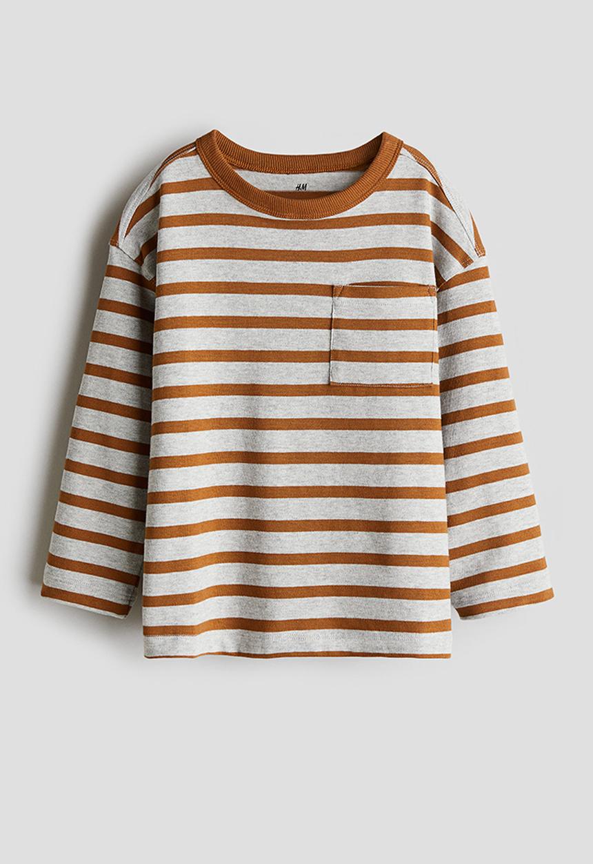 H&M - Long-sleeved T-shirt - light grey/brown striped