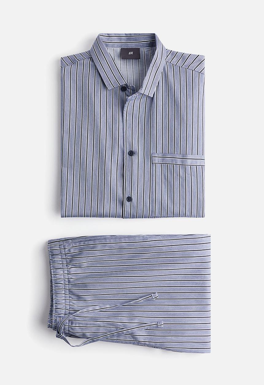 H&M - Relaxed fit pyjamas - light blue pinstriped