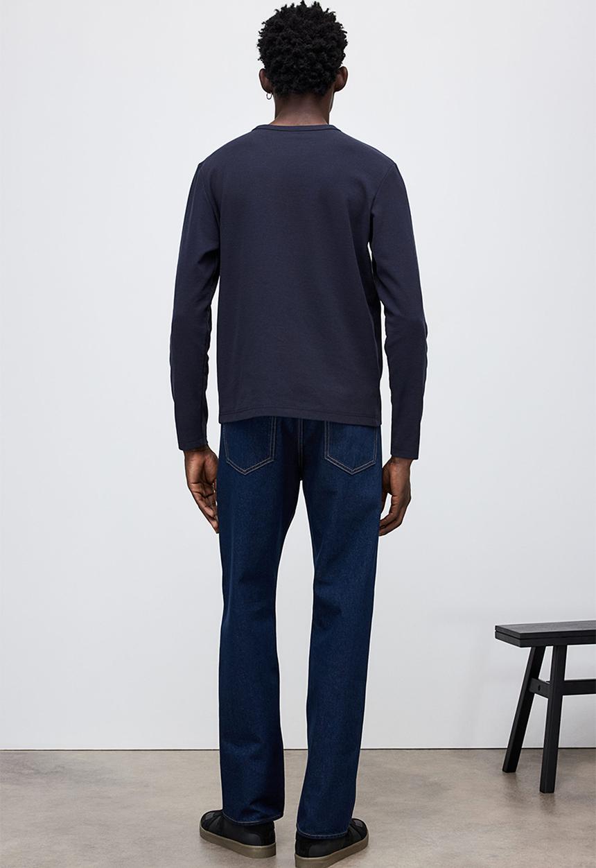 H&M - Regular fit long-sleeved waffled top - navy blue