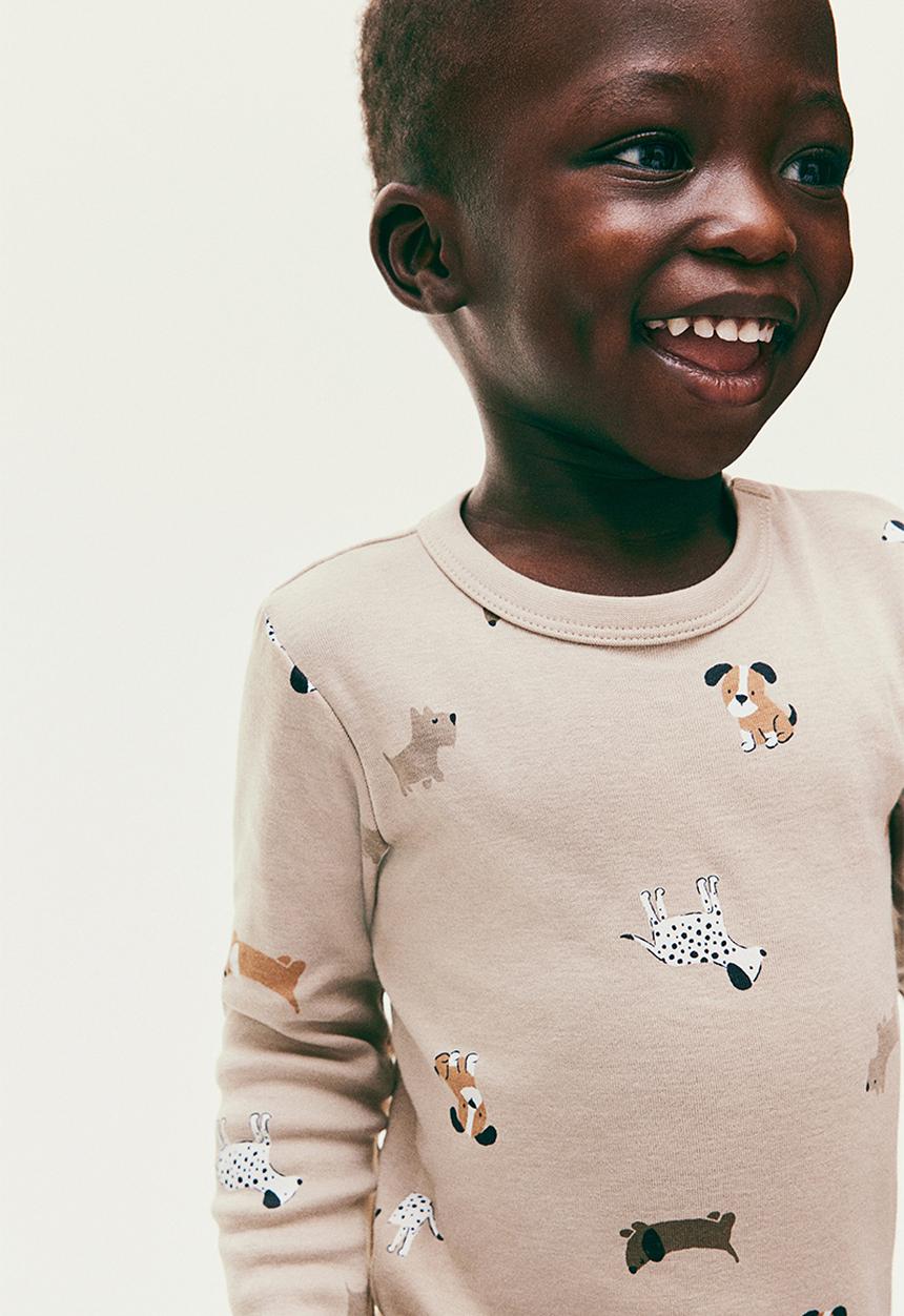 H&M - Long-sleeved bodysuit - light beige dogs