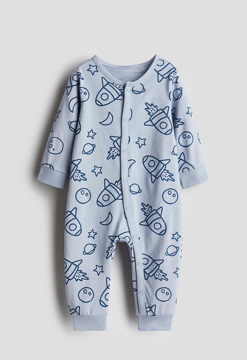 H&M - Patterned sleepsuit - light blue spaceships
