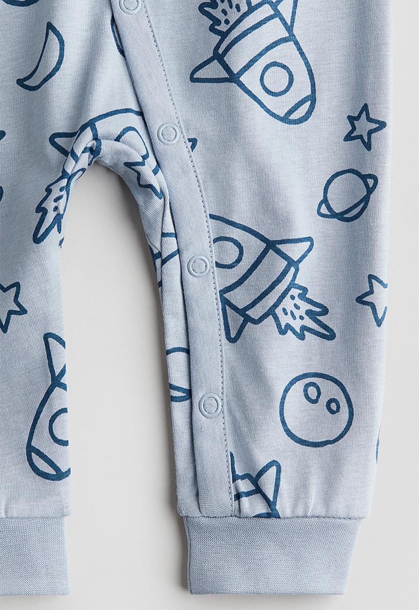 H&M - Patterned sleepsuit - light blue spaceships