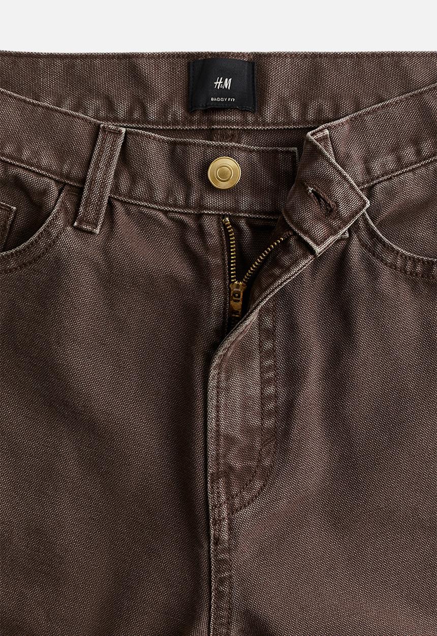H&M - Baggy canvas trousers - dark brown
