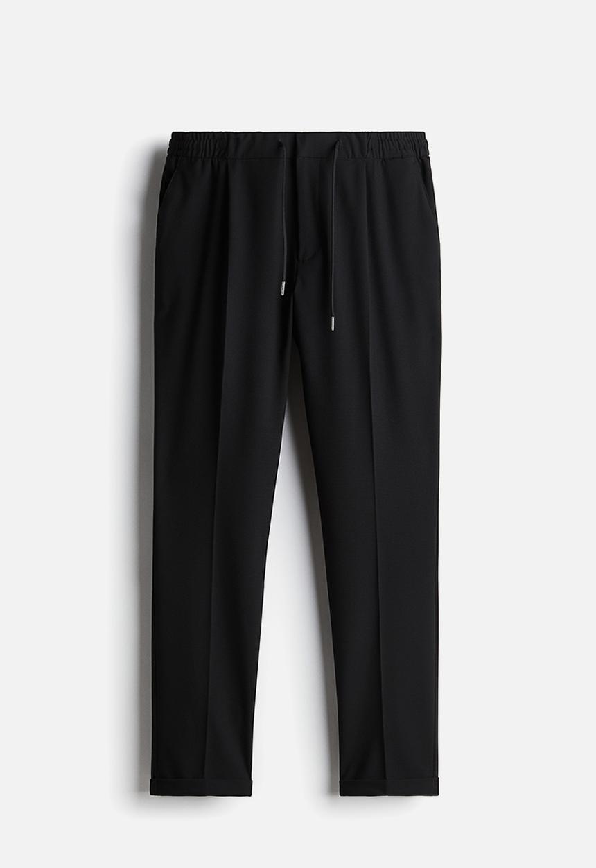 H&M - Slim fit crease-leg trousers - black