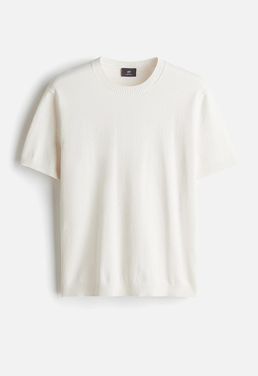 H&M - Regular fit knitted T-shirt - white