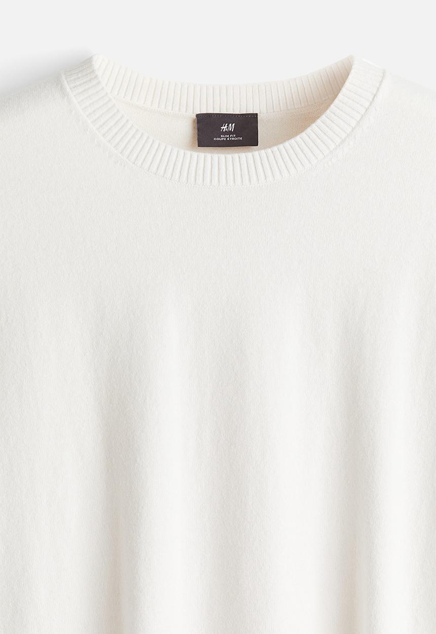 H&M - Regular fit knitted T-shirt - white