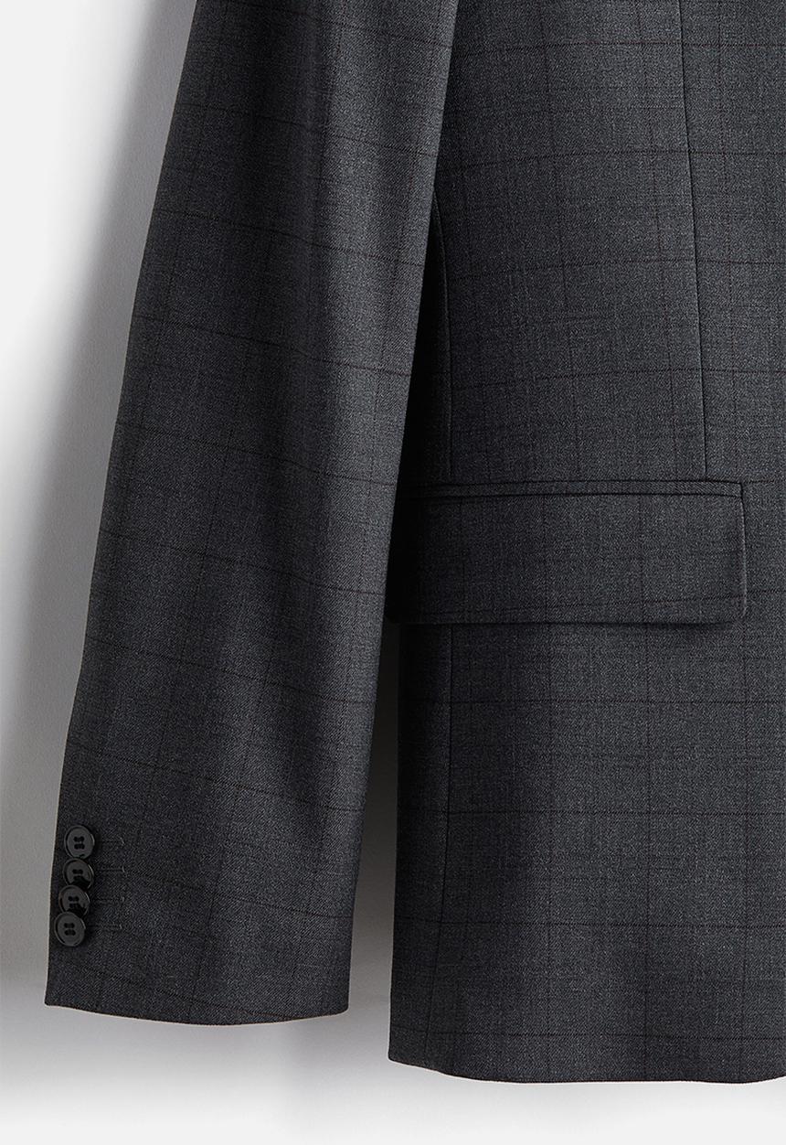 H&M - Slim fit jacket - dark grey/checked