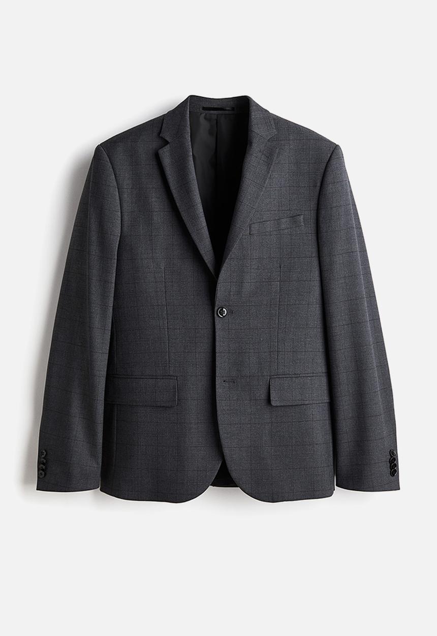 H&M - Slim fit jacket - dark grey/checked