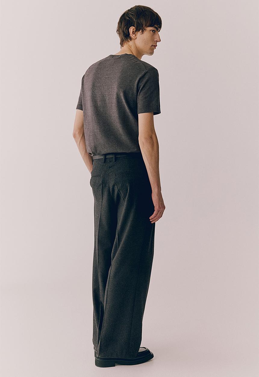 H&M - Regular fit knitted T-shirt - dark grey