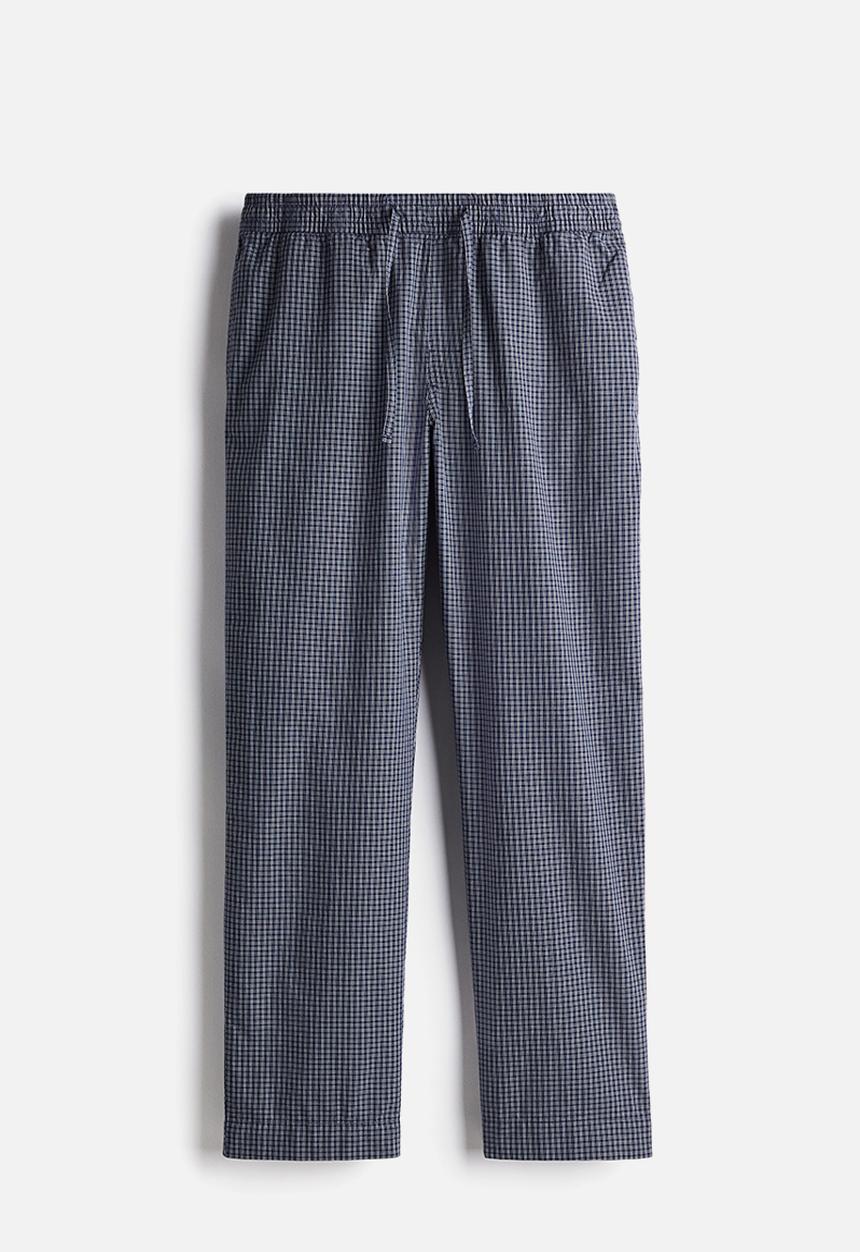 H&M - Relaxed fit poplin trousers - dark blue checked