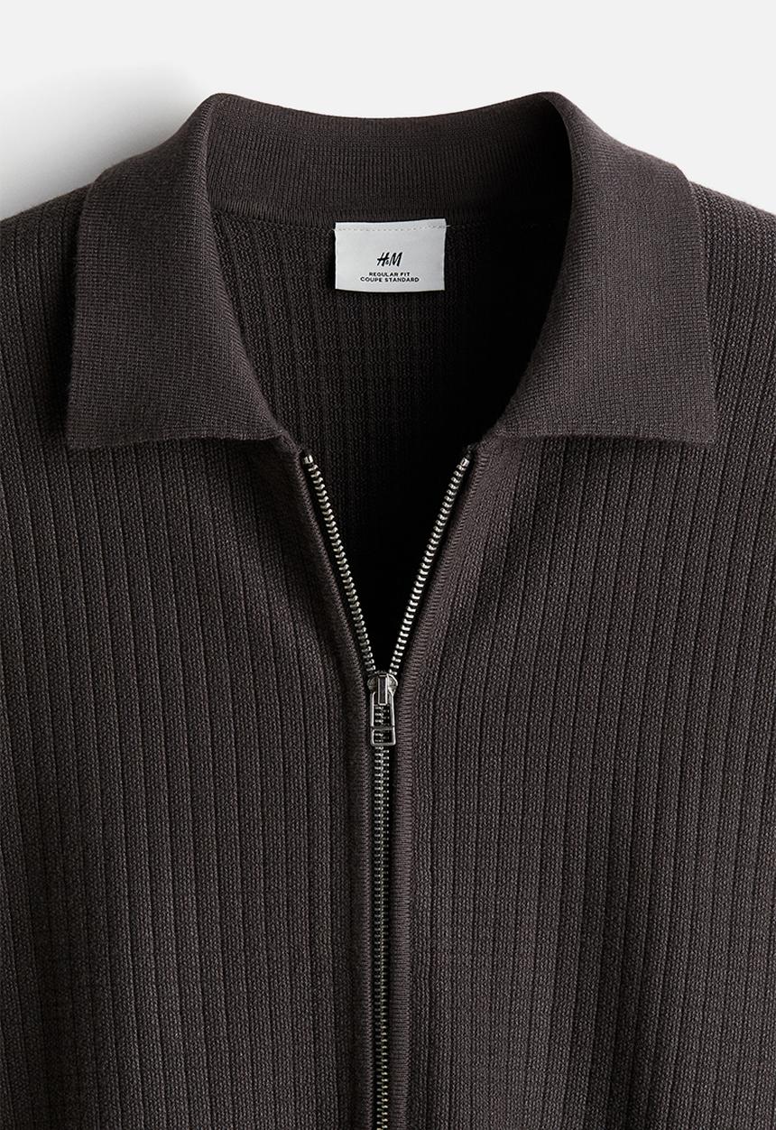 H&M - Regular fit rib-knit cardigan - dark brown