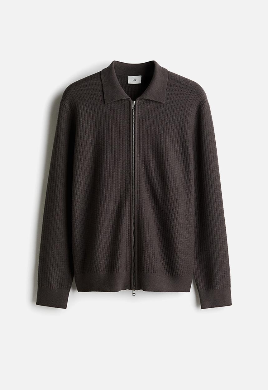 H&M - Regular fit rib-knit cardigan - dark brown