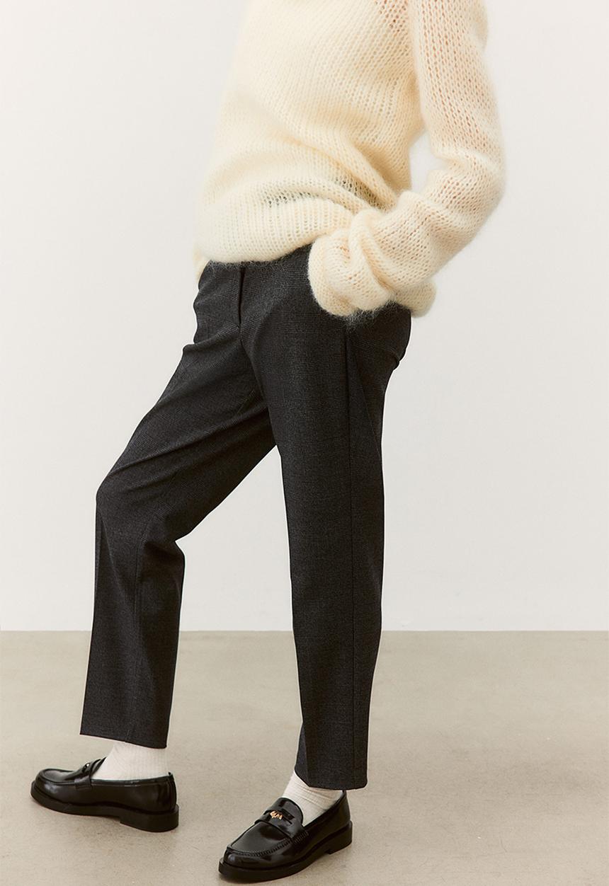 H&M - Cigarette trousers - dark grey/checked