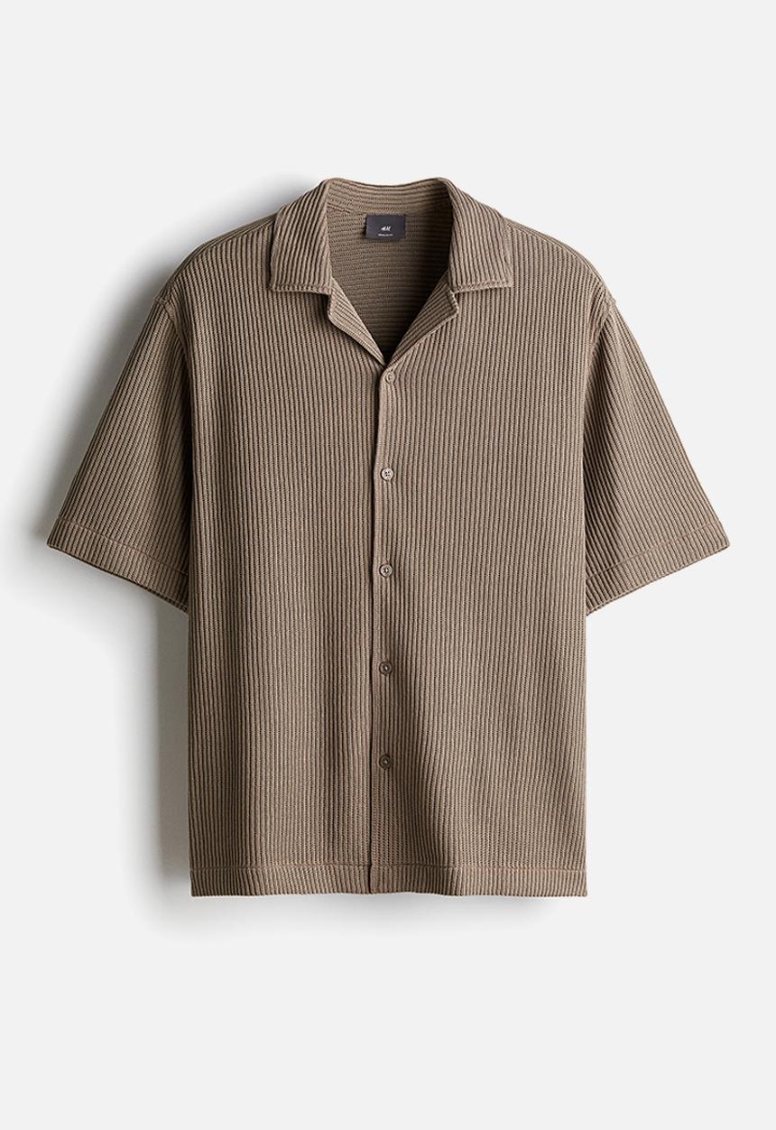 H&M - Loose fit ribbed resort shirt - mole