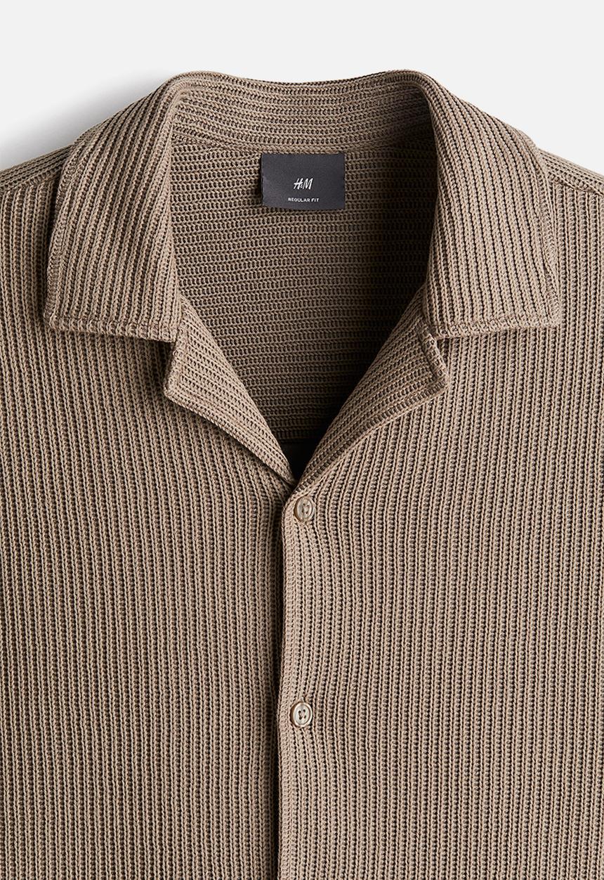 H&M - Loose fit ribbed resort shirt - mole