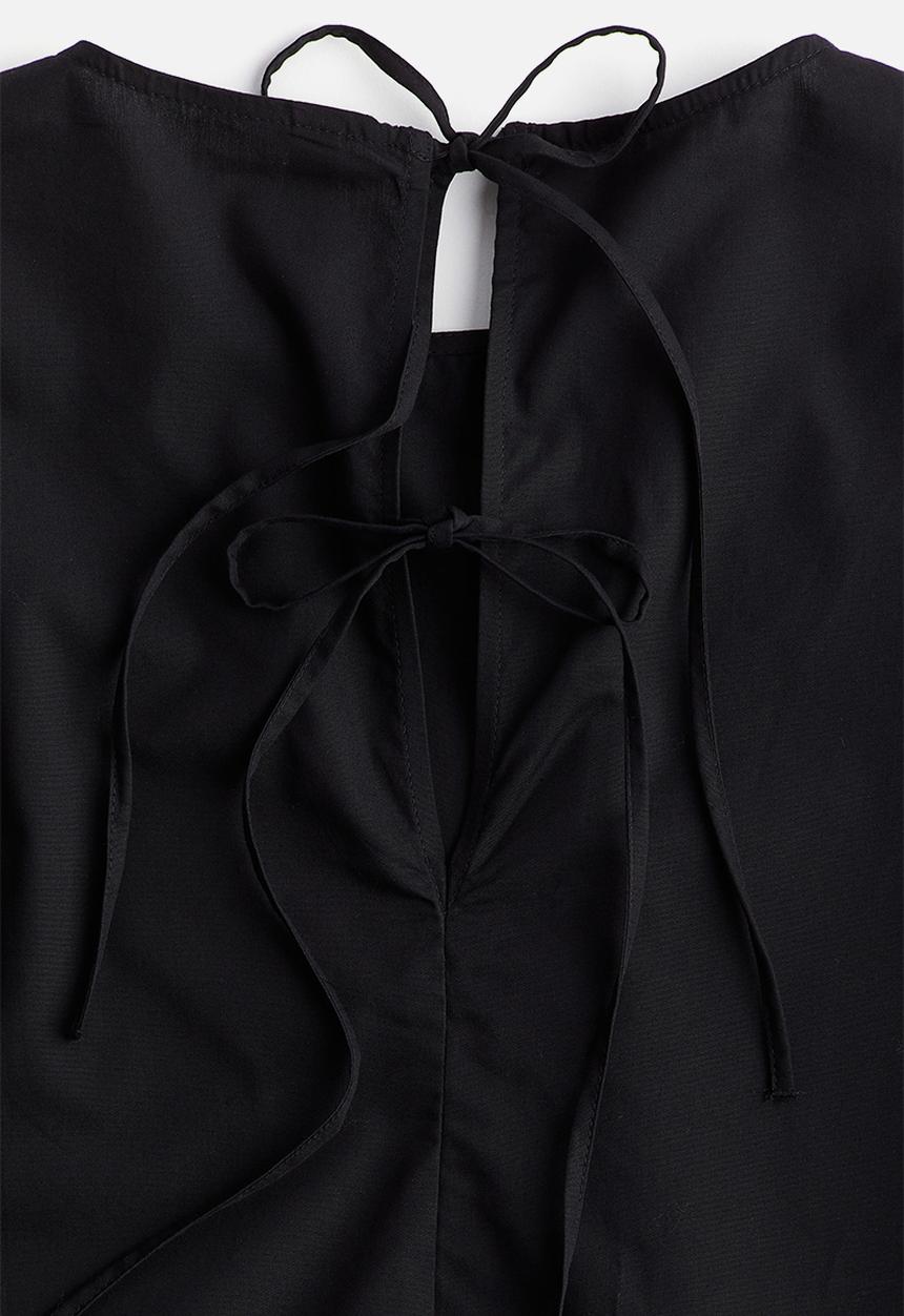 H&M - Tie-detail cotton blouse - black