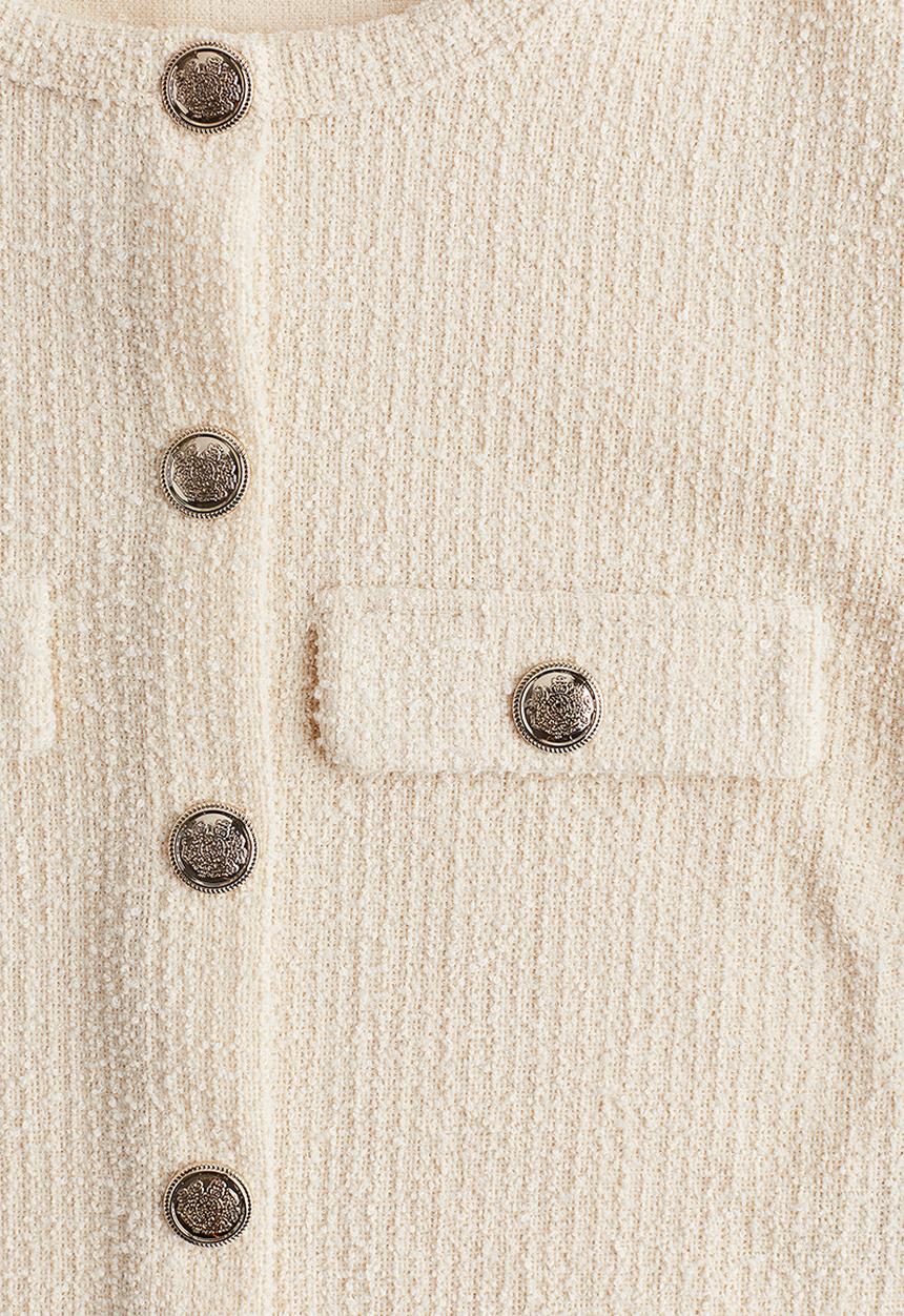 H&M - Short-sleeved bouclé cardigan - light beige 