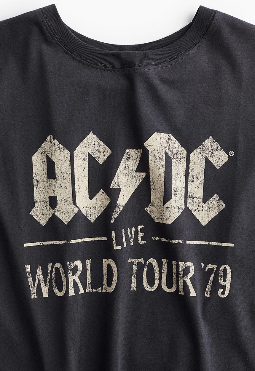 H&M - Oversized printed T-shirt - dark grey acdc