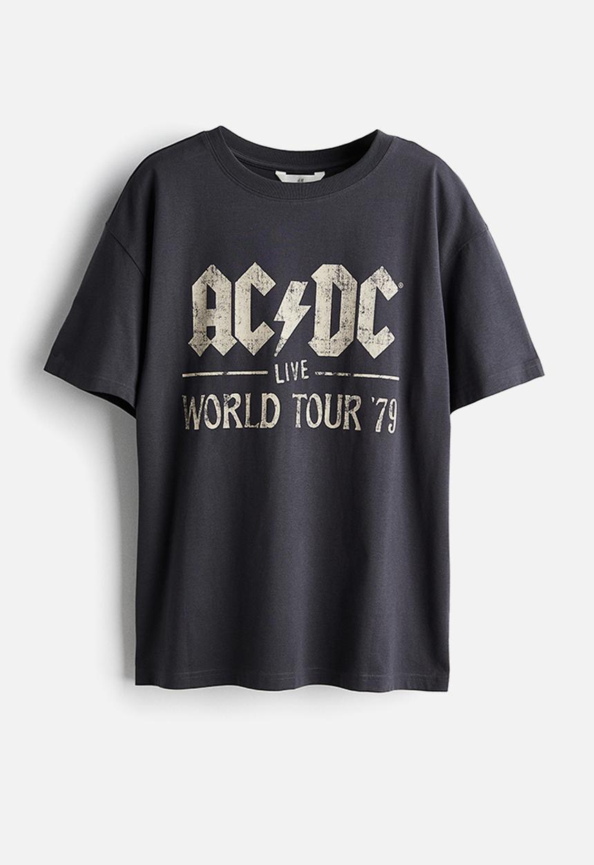 H&M - Oversized printed T-shirt - dark grey acdc