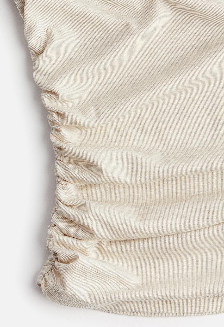 H&M - Gathered jersey top - light beige marl