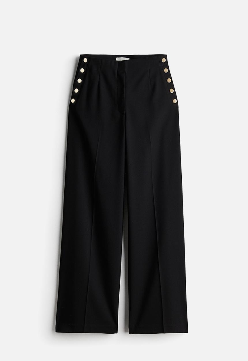 H&M - Button-detail trousers - black