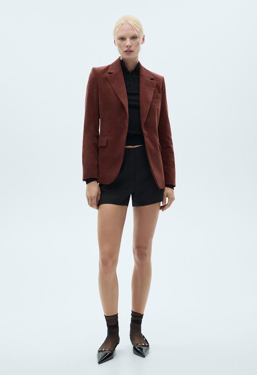 MANGO - Blazer Velveton - Dark Red