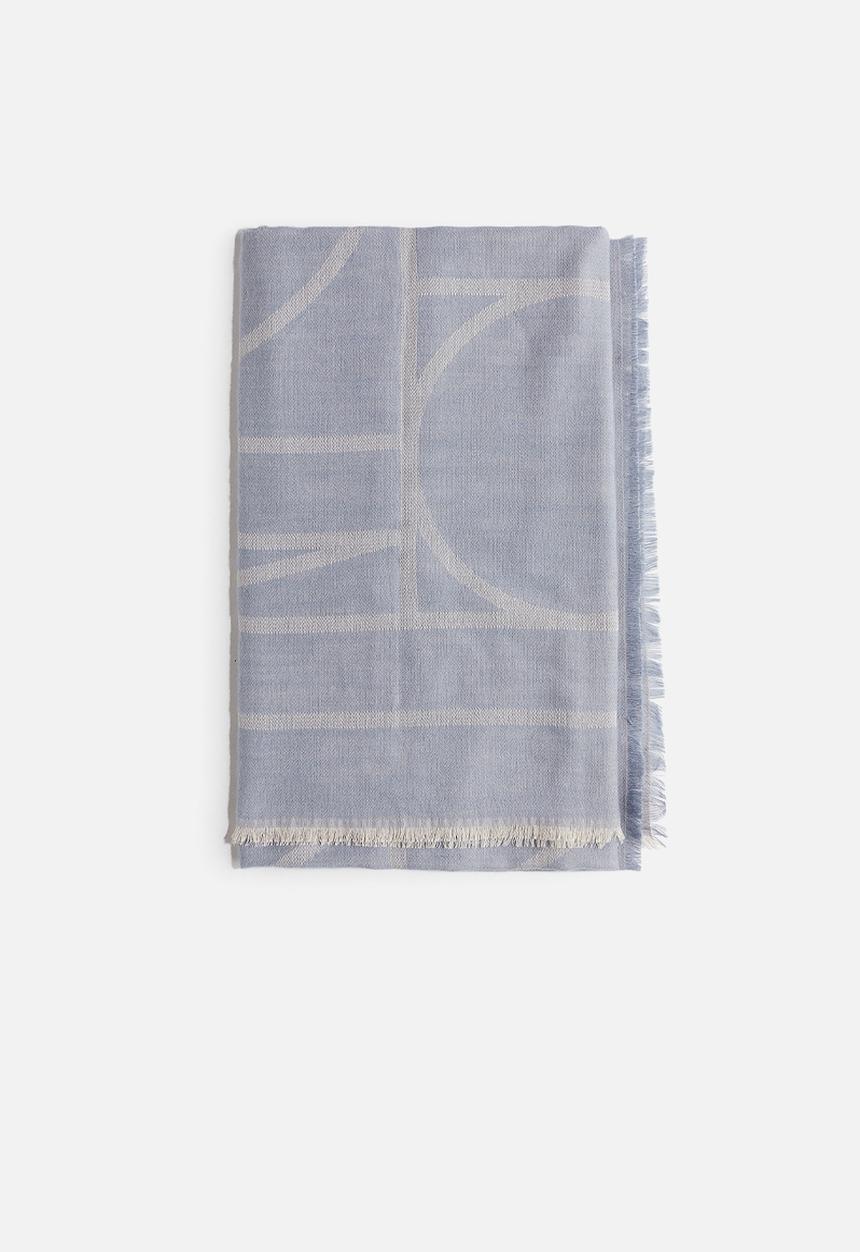 H&M - Jacquard-weave scarf - dusty blue patterned