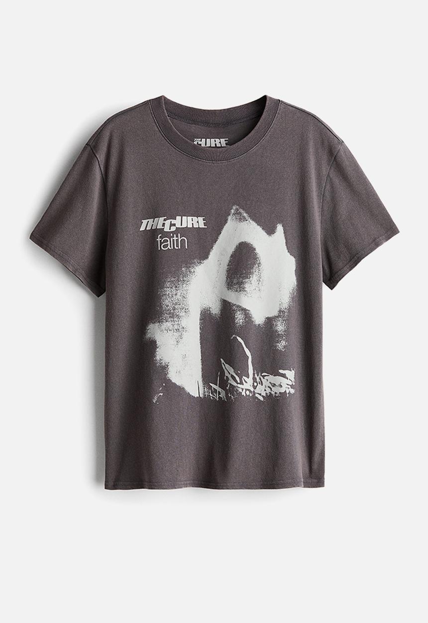 H&M - Printed t-shirt - dark grey marl the cure