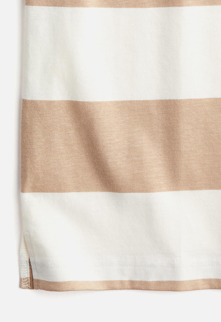 H&M - Oversized polo shirt - white & beige striped