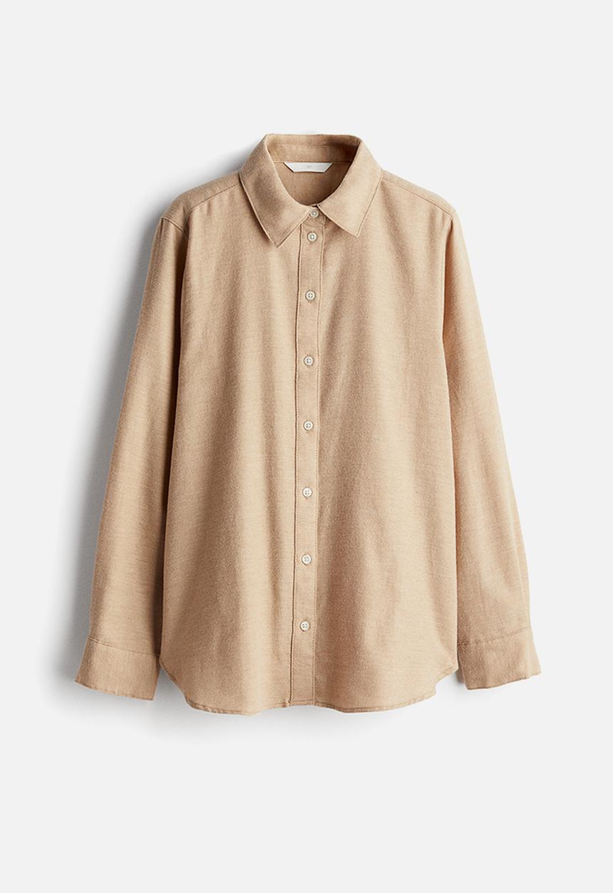 H&M - Cotton flannel shirt - beige marl
