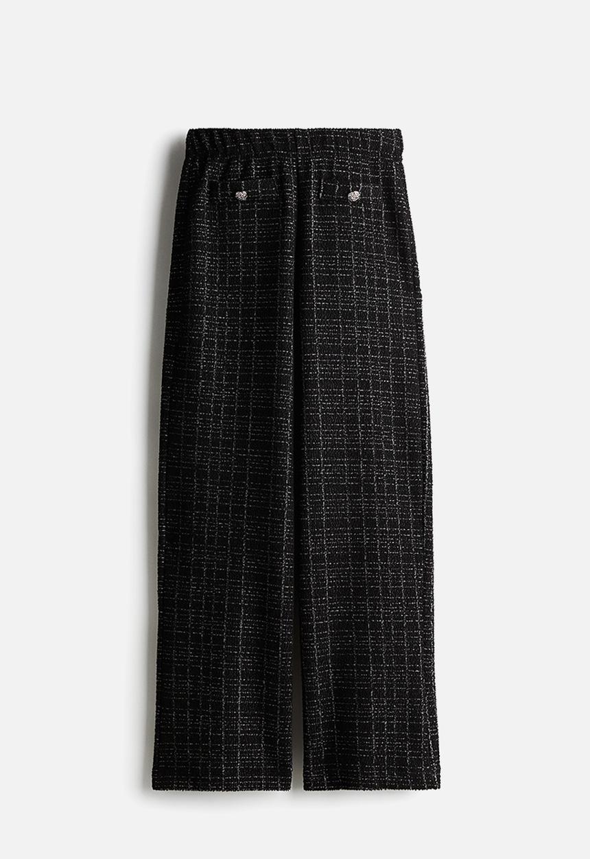 H&M - Bouclé-jersey trousers - black checked